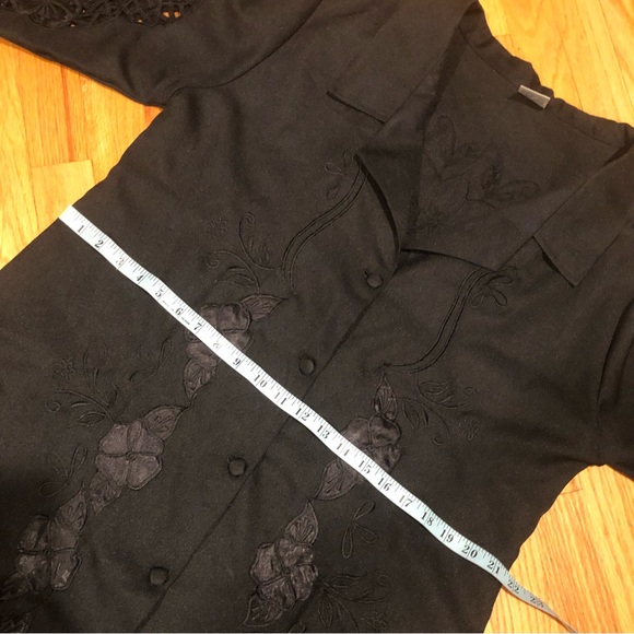 Vintage Floral Embroidered Gothic Full Length Oversized Duster / Trench Coat - Picture 15 of 16